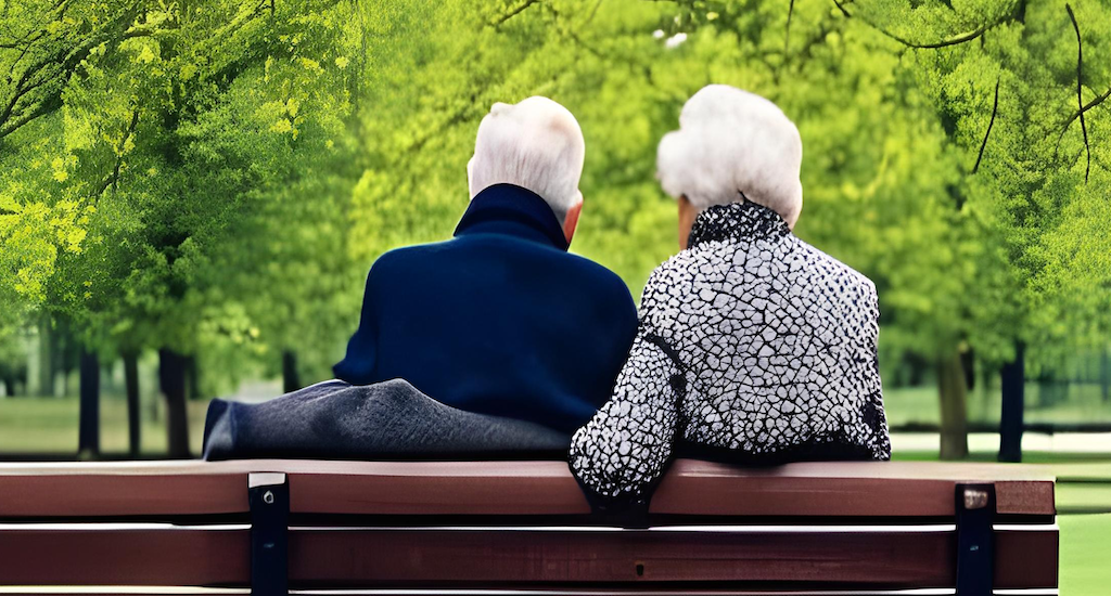 elderly couple on the bench