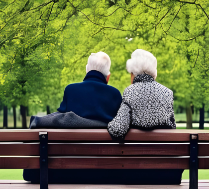 elderly couple on the bench